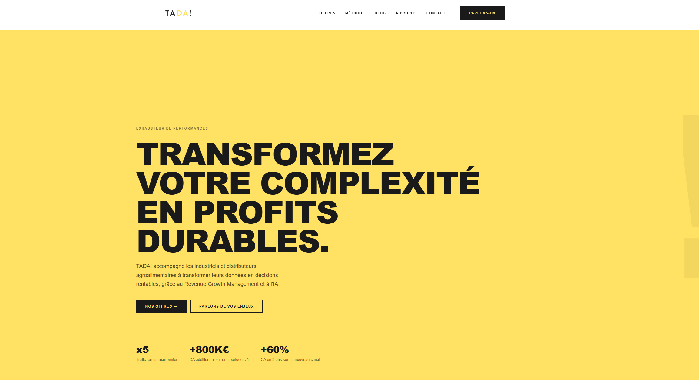 TADA Performances — Expertise agroalimentaire créé par Elanci Digital - Épinal